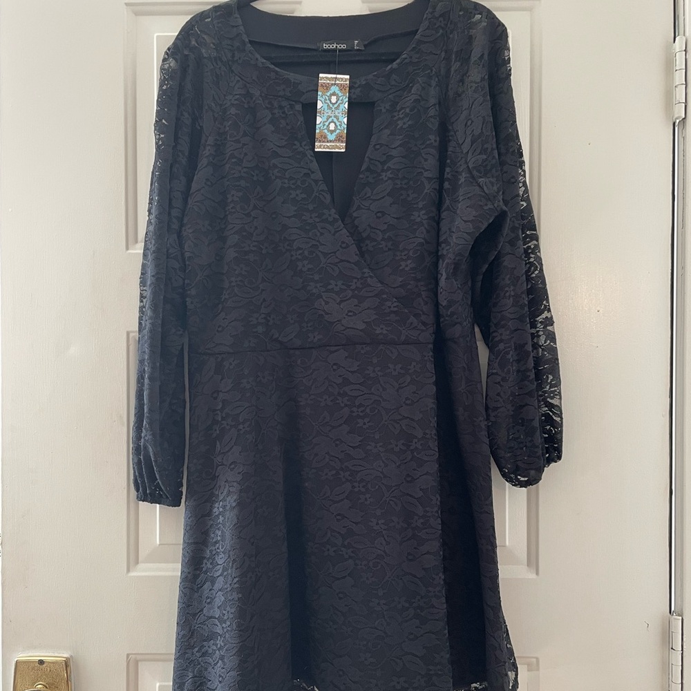Black lace long sleeve booboo dress